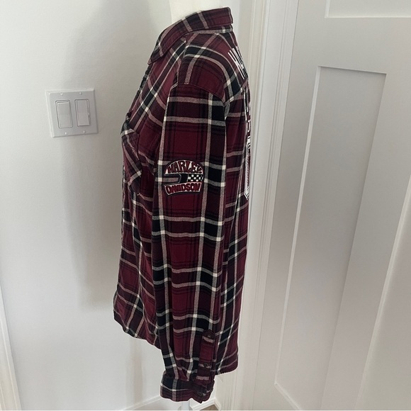 Vintage Harley Davidson Men's Red/Black plaid Button Up Shirt Patched Sz S *R - Picture 6 of 6